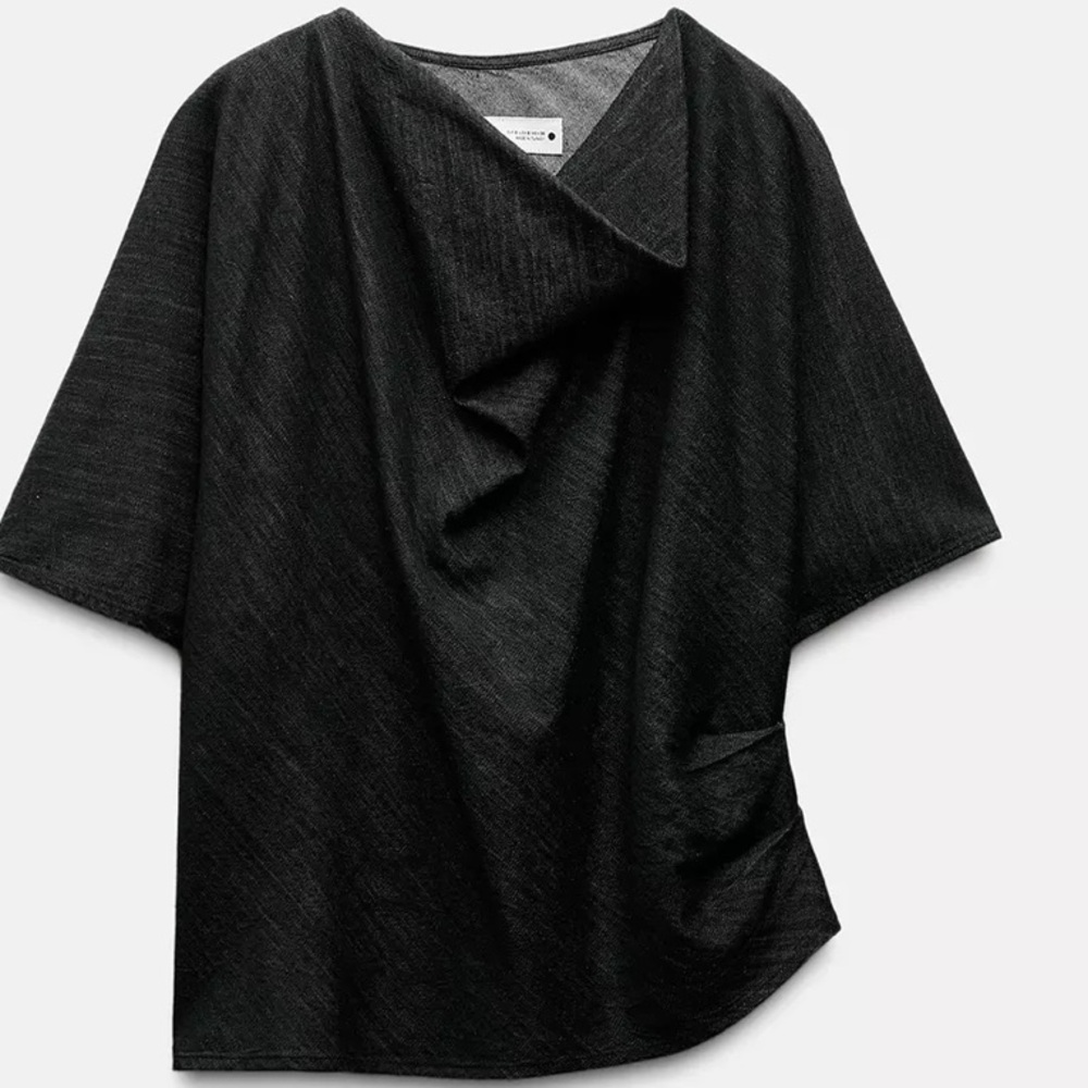 Zara Charcoal Gray Short Sleeve Top